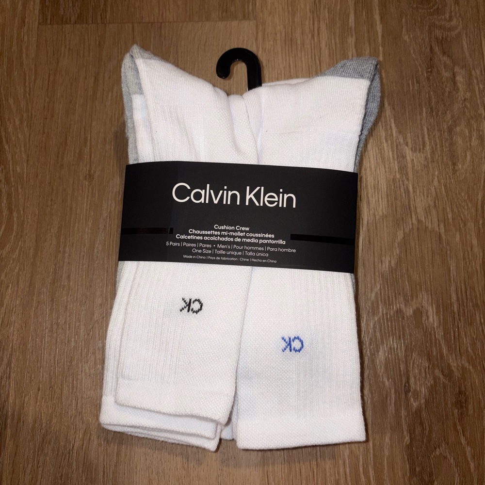 Calvin Klein Men’s Cushion Crew Socks 5 Pair Pack US 7–12 New in Package